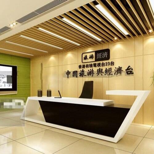 New Design modern fashionable white wooden office or wedding reception table counterswith smoke glass #QT3900
