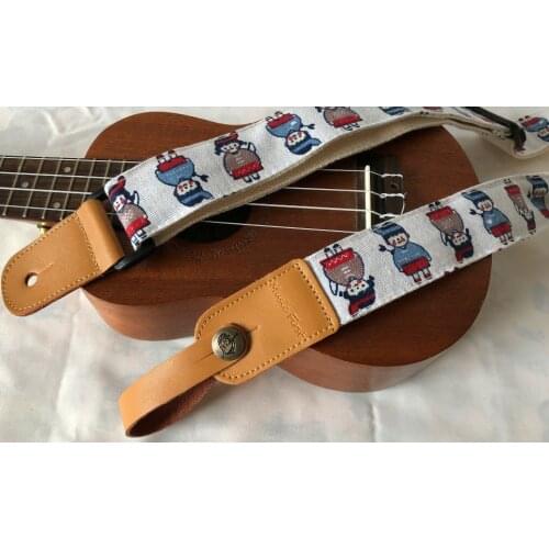 Original cotton and hemp cartoon printed ukulele strap guitar Lille Mini Guitar Strap childrens guitar strap
