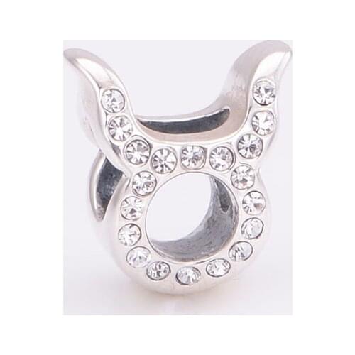2015 New 925 Sterling Silver Beads Floating Taurus Zodiac Charm with CZ Fits Pandora Charms bracelets DIY Necklaces & Pendents