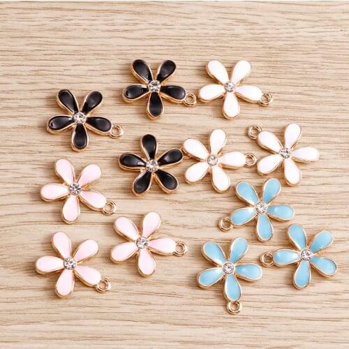10pcs 18*20mm 4 Color Enamel Flowers Charms for Necklaces Bracelets Handmade DIY Crystal Pendants Charms Jewelry Accesstories