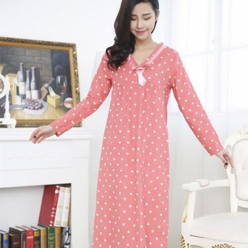 Pink Nightdress Love Pattern Princess New 100% Cotton Lady Large Size Loose Long Nightdress Home Service ночная рубашка 2020