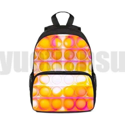 3D Print POP It Backpack Anime Family Games Rainbow Pop Fidget Bag for Kindergarten Children Bag Kids 12/16 Inch Bookbag Fashion