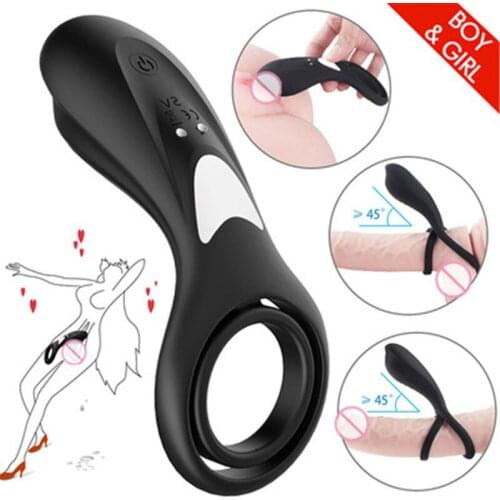 Clitoris Stimulator Lick Delay Ejaculation Cock Ring Vibrator For Men Silicone Vibrating Dick Penis Ring toys for couples g spot