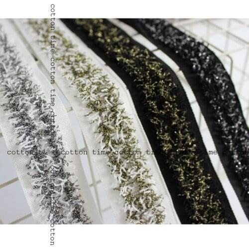 5 yards tweed webbing 33 mm wide Golden Mixed Ribbon with sequins in brand style accessory for bag garment free shipping