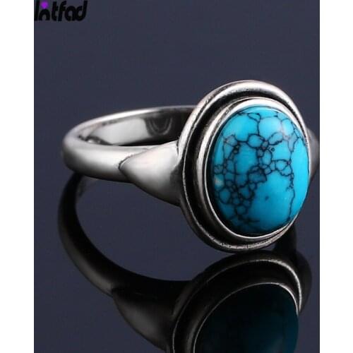 Natural 8x10MM Turquoise Ring for Women 925 Sterling Silver Fine Jewelry Party Anniversary Birthday Present Wedding Rings