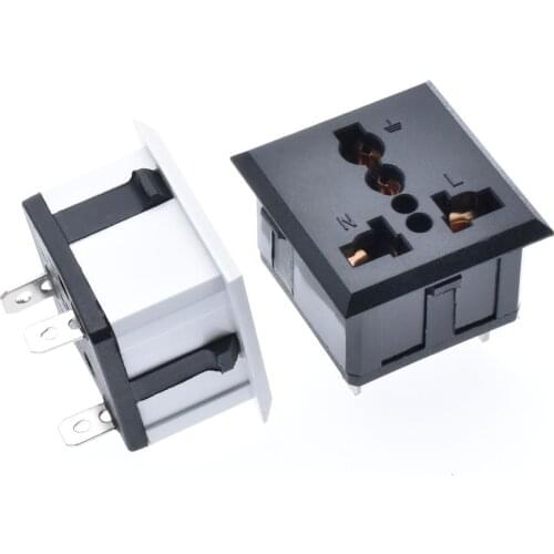 1 Pcs/Lots AC 250V 13A US USA UK EU Euro AU Panel Mount Snap in Universal Power Socket Outlet Receptacle Black/White