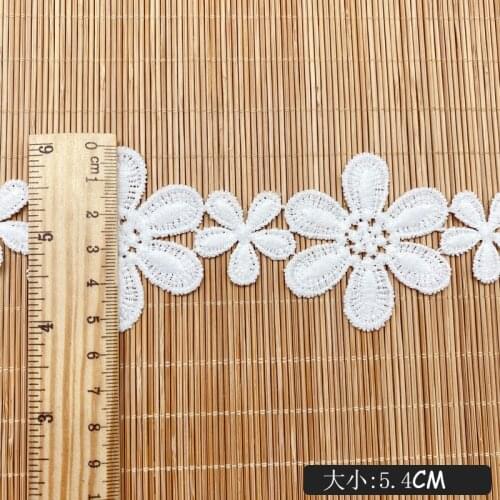5CM Wide White Black 3d Flowers Lace Appliques Embroidered Fringe Ribbon Collar Neckline Trim Dress Guipure Fabric Sewing Decor