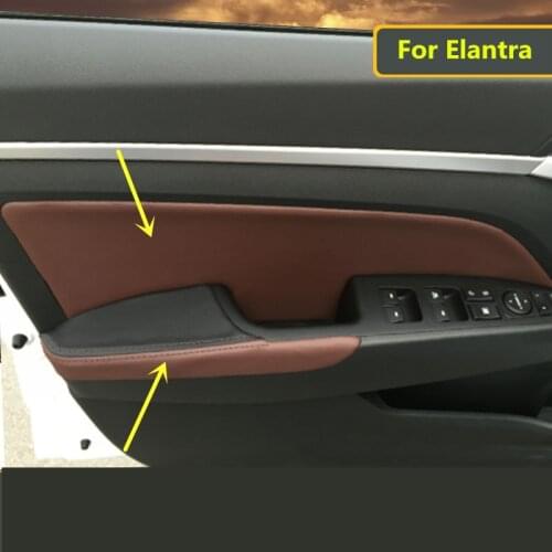 8PCS Cusotmzied Color Microfibre Leather Interior Door Panel Armrest Cover For Hyundai Elantra 2016 AB273