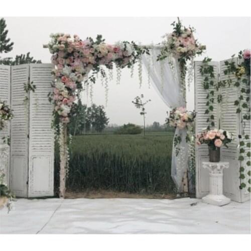 White with light pink color with grass green Wedding Flower Wall Artifical Silk Flower Backdrop Wedding Home Decoration