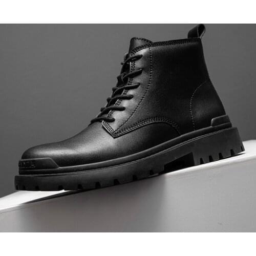 Fashion Men Boots Outdoor Motorcycle Boots Men Casual Split Leather Shoes Male Rubber Ankle Botas Lace Up Military Tactical Boot