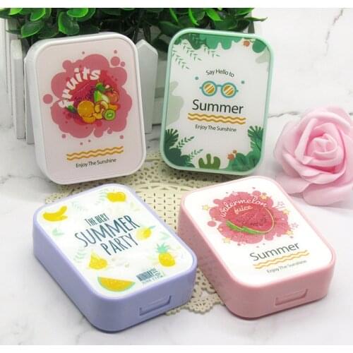 Summer Contact Lens Case Box 2 double Box Colored Contacts Lens Container Portable Travel Storage Box Gift For Girl