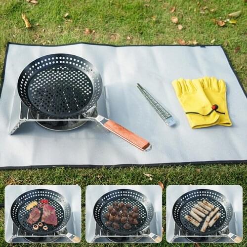 Black Durable Iron Modern Frying Duck And Chicken Leg Pizza Making Pot Pan Portable Baking Outdoor Camping Grill Tray Barbecues