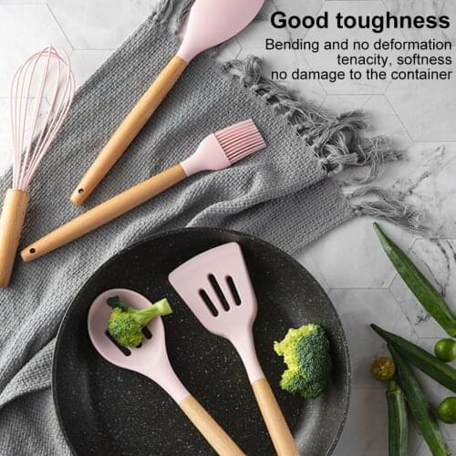 Wooden Silicone Kitchen Utensil Nonstick Utensils Cooking Tool Spoon Soup Ladle Turner Spatula Tong Cookware Baking Gadget