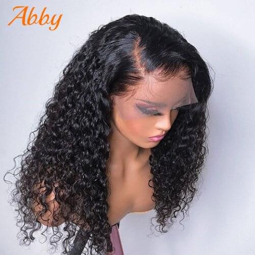 ABBY Kinky Curly Wigs 13x4 HD Lace Frontal Wig Deep Curly Lace Front Human Hair Wigs For Women 180% Density Brazilian Hair Wigs