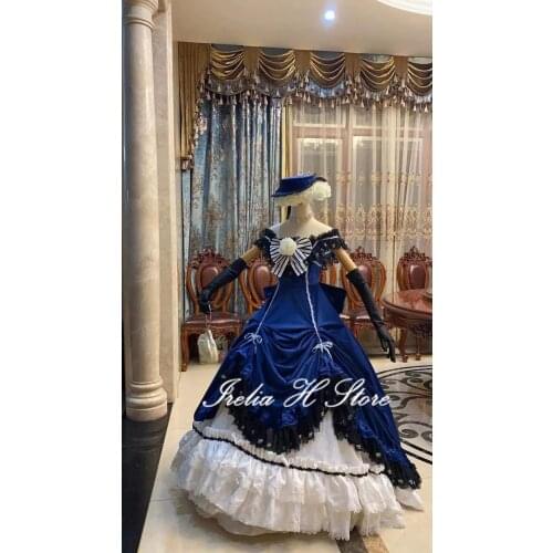 Irelia H Store Ciel Black Butler bluebird Ciel Phantomhive Cosplay Costume Blue Dresses Party dress