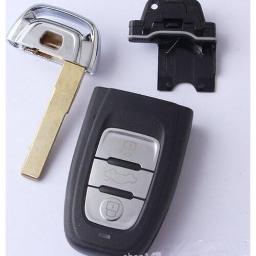 3 Buttons Blank Smart Remote Key Shell Replacement For Audi A4L A6L A5 Q5 Key Shell with Insert Small Emergency Key Blade