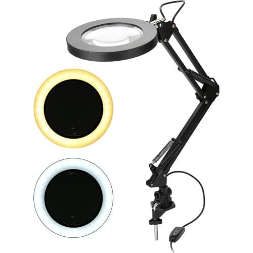 Clamp Mount LED Tattoo Magnifier Lamp Beauty Nail Salon 5X Magnifying Glass Lamp Eyeliner Manicure Tattoo Desk Table Light New