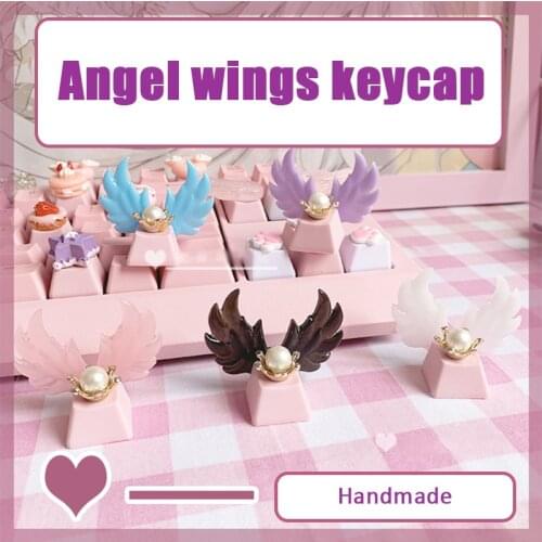 Mechanical Keyboard keycap Pink Angel wings Personalized Keycap Girl Transparent Cute keycap