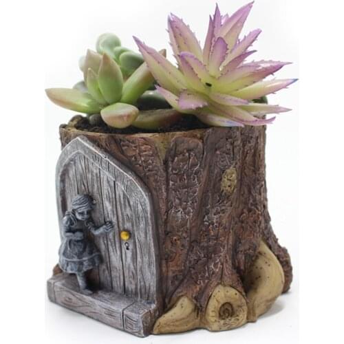 Multifunction Storage Crafts Garden Flower Pot Planters Urns Resin Brown Creative Modeling Durable Humanity Design Pots