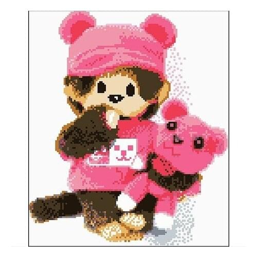 Embroidery Package Hot Sell Best Quality Cross Stitch Kits Lovely Girl Bear Free Shipping