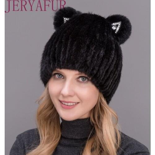 New Mink Cat Ear Cap For Women And Girls, Warm And Lovely, Attractive Popular Hat Without Fox Fur, Vertical Weaving