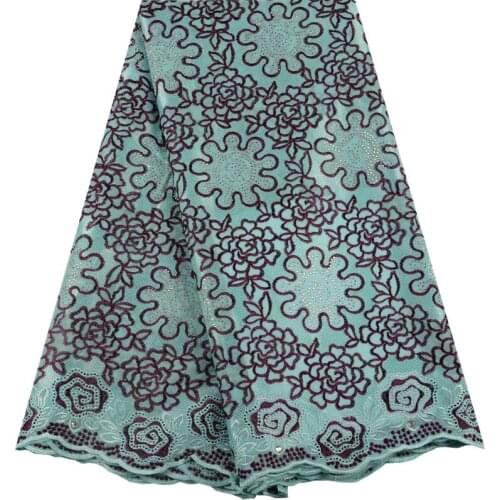 New Fashion Designs Swiss Voile Lace In Switzerland With Plenty Stones Swiss Lace Fabric 100% Cotton For Wedding Dress 1482