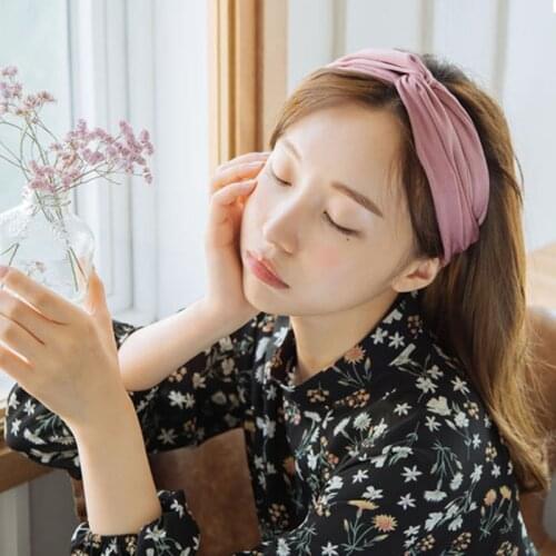 Pure Color Women Headbands Korean Wide-brimmed Retro Hair Accessories Ladies Headbands Wash Face Cross Elastic Headband