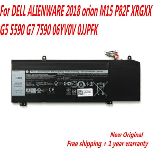Origina 15.2V 60WH 1F22N Laptop Battery For DELL ALIENWARE 2018 orion M15 P82F XRGXX G5 5590 G7 7590 06YV0V 0JJPFK