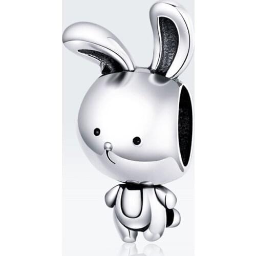 Fit original Europe bracelet sterling silver rabbit animal beads high quality making woman holiday gift S925 charm jewelry
