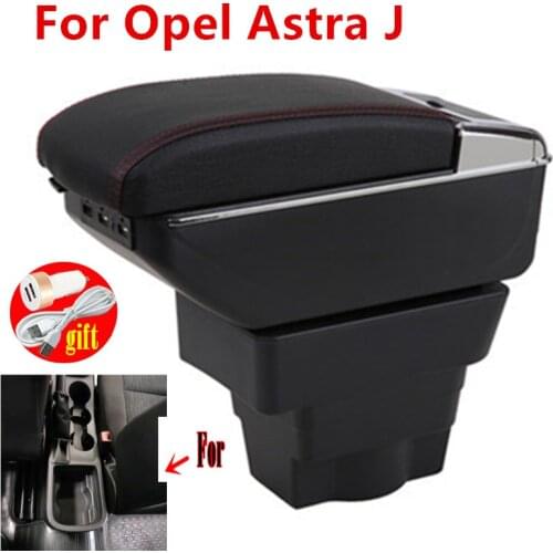 For Opel Astra Armrest Retrofit parts For Opel Astra J Armrest Center Storage box car accessories band USB Easy to install