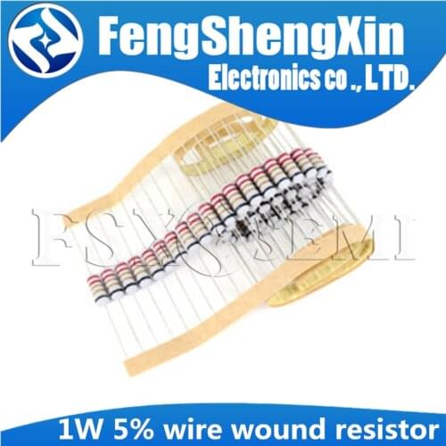 50pcs/lot 1W 5% wire wound resistor Fuse winding resistance 0.1R 0.15R 0.33R 1R 2R 2.2R 3R 4.7R 5.1R 6.8R 10R 22R 47R 100R