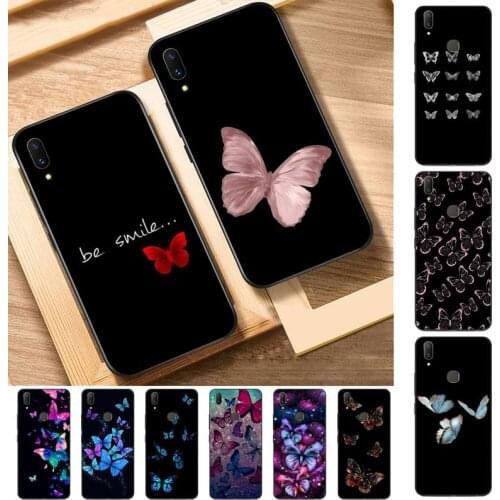 FHNBLJ Beauty Pink Butterfly Phone Case for Vivo Y91C Y11 17 19 53 81 31 91 55 V17 11i 9 for oppo