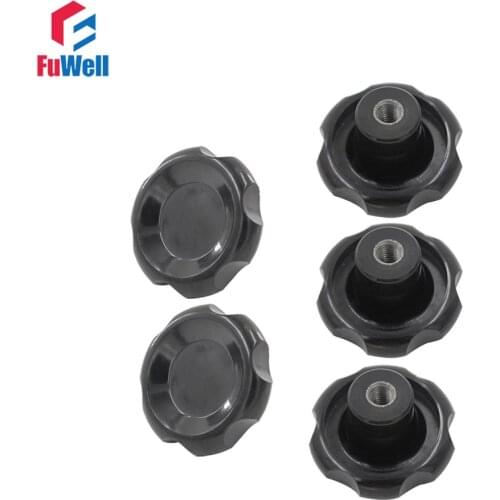 5pcs M8 x 50mm Female Thread Corrugated Knob Handles Machine Replacement 8mm Thread 50mm Head Diameter Lobe Knob