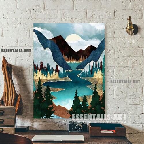 Nordic Abstract River Vista art design Canvas Wall Art Painting Decor Bedroom study Living kid Room Home Decoration Prints