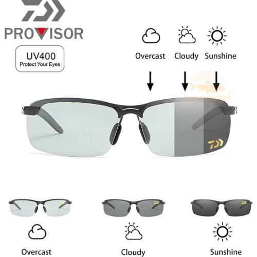 Daiwa 2020 Fishing Glasses Eyewear Men Windproof UV400 Sun Glasses Discolored Sunglasses DAIWA Photochromic Polarized Sunglasses