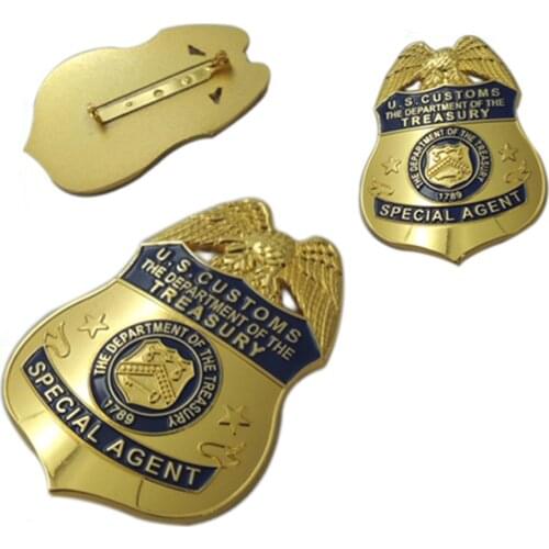 Special design brass metal enamel police badge with pins