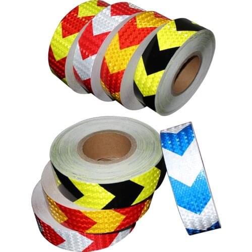 Safety Mark Reflective Tape Car-styling Stickers Self Adhesive Warning Tape Arrow Reflective Tape Fluorescent Yellow Black