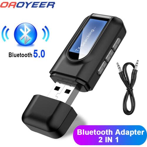 USB Dongle Bluetooth 5.0 Audio Receiver Transmitter with LCD Display 2IN1 Mini 3.5mm Jack AUX USB Wireless Adapter For PC TVCar