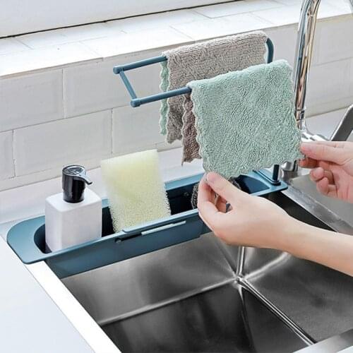 Retractable Sink Drain Rack Sponge Cloth Shelf Multifunctional Bathroom Accessories Kitchen Organizer And Storage Container