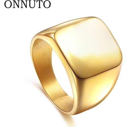 High Quality Brand engagement Rings Man Punk Style Alloy Mens Signet Ring Bold White Black Solid Polished Jewelry anillo hombre