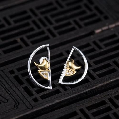 VLA 2021 New 925 Silver Creative Design Pane Earrings For Womens Antique Temperament Magpie Earrings Accessories