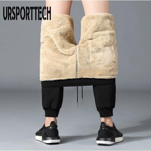 Winter Joggers Pants Men Student Casual Plus Velvt Thick Pant Trousers Keep Warm Loose Laser Harem Pant Boys with Pockets