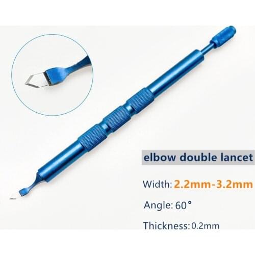 1set Sapphire elbow double lancet balde Sapphire Keratome blade 2.2mm-3.2mm ophthalmic eye surgical instrument