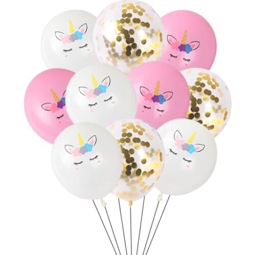 10pcs/set pink white Unicorn latex balloon Confetti balloon for the kids Birthday Party decoration Baby Shower Cute unicorn toy