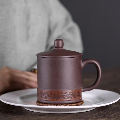 400ML Yixing Purple Clay Tea Mugs Traditional Chinese Hand Made Tea Cups Natural Ore Portable Tea Set Purple Sand Crafts