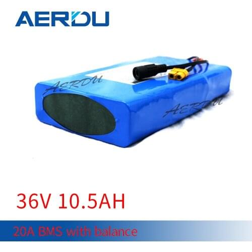 AERDU 10S3P 36V 37V 10.5Ah 500W 18650 Li-ion Battery Pack 3500mAh 42v for Motor Electric Scooter Vehicle Ebike Bicycle+XT60 DC