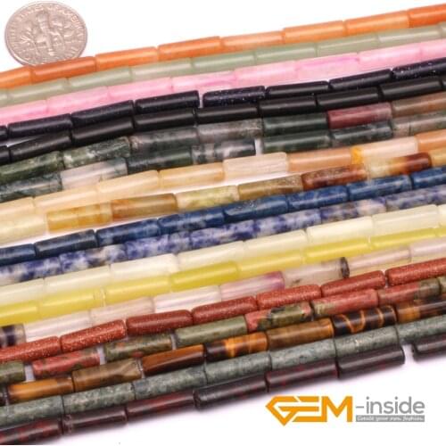 4x12mm Assorted Stones Column Tube Loose Beads For Jewerly Making Strand 15"Agates,Tigers Eye,,Sodalite,Jaspers Selectable