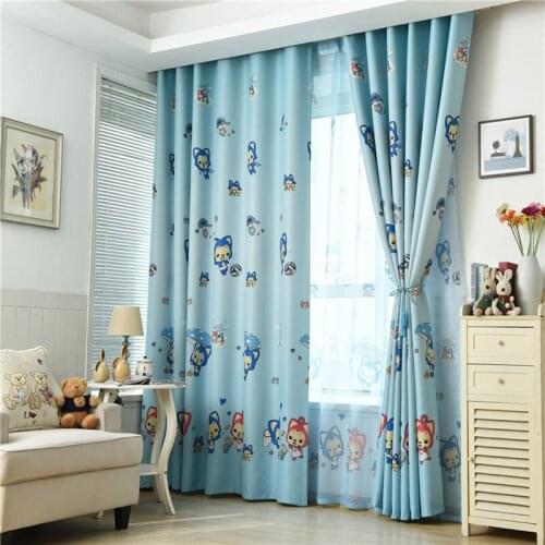Childrens Curtains Childrens Cartoon Print Boys Girls Bedrooms Living Room Shading Blue Custom Curtains