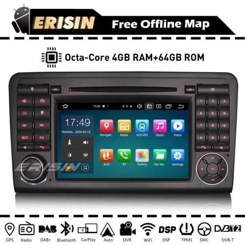 Erisin ES8183L Android Auto 10.0 Car Radio DVD Player GPS Navi DAB+ CarPlay for Mercedes-Benz W164 ML300 ML450 X164 GL350 GL500