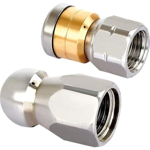 Sewer Jetter Hose Nozzle,High Pressure Washer Hose Nozzle,1 Button Nose Nozzle & 1 Rotating Nozzle,1/4 Inch Pack of 2